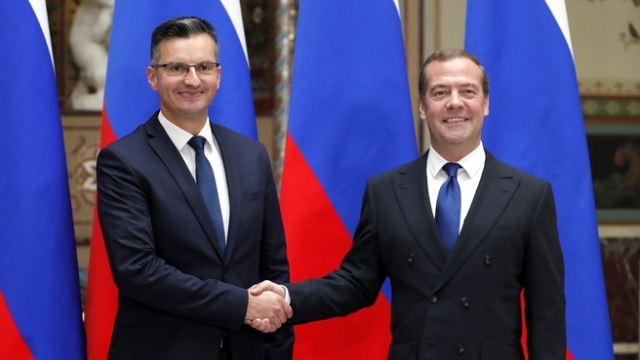 Дмитрий Медведев с Председателем Правительства Республики Словении Марьяном Шарецом